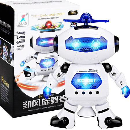 电动机器人 儿童玩具太空跳舞电动机器人360度旋转灯光音乐玩具
