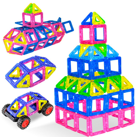 磁力片积木 diy玩具 磁力片套装 拼装儿童益智玩具